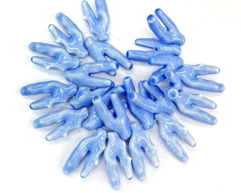 Бусины керамические лапки цвет синий размер бусины около 40-50мм