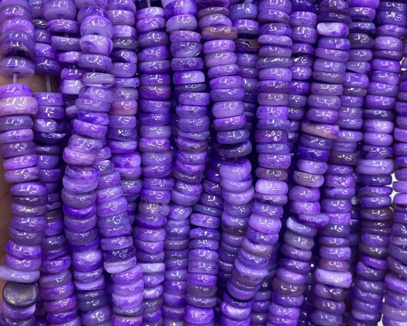 Бусины Перламутр тонированный цвет фиолетовый форма диск размер 6*2мм