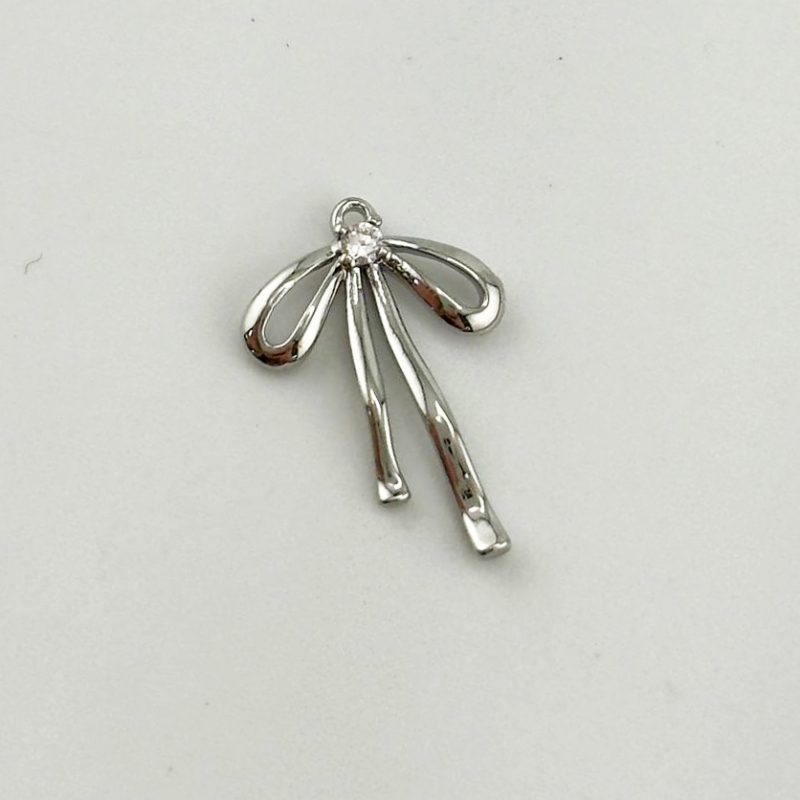Подвеска Бантик размер 13*18мм цвет серебро