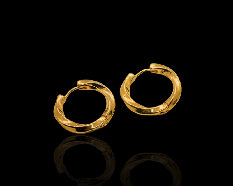 Серьги кольцо крученое цвет золото 21мм
