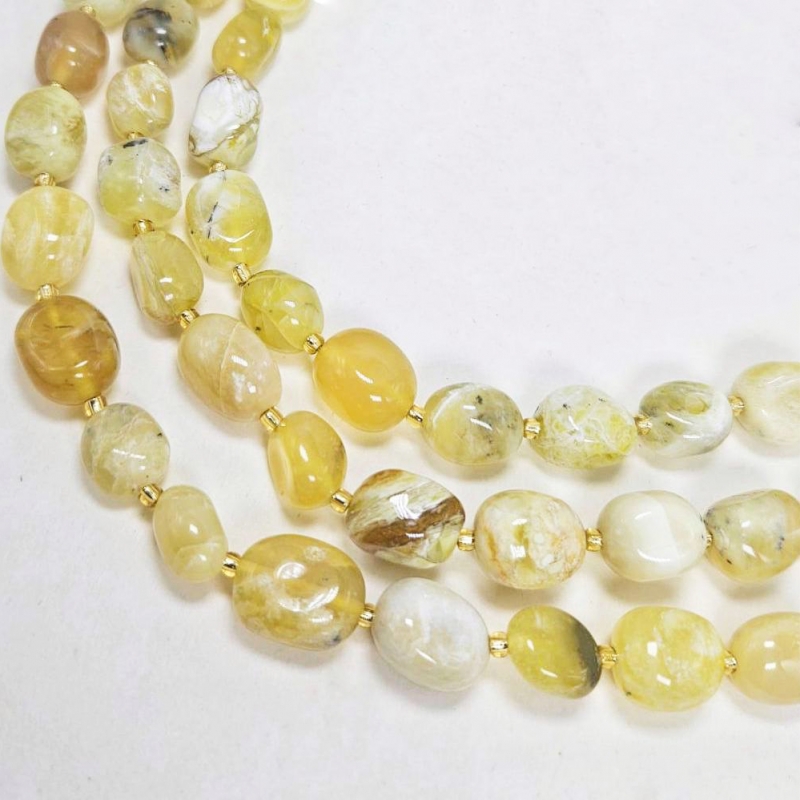 Бусины Опал желтый глянцевый размер 11*14мм натуральный камень